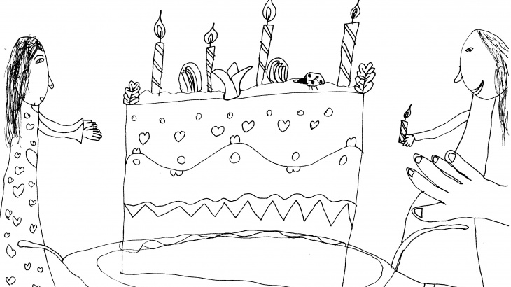 születésnapi tortás kiszínező